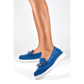 Mocassins femme bleu marine sur plateforme basse 2 Mocassins femme bleu marine sur plateforme basse 2
