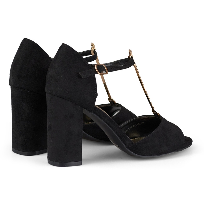 Sandales élégantes à talons hauts avec décoration dorée le noir 1