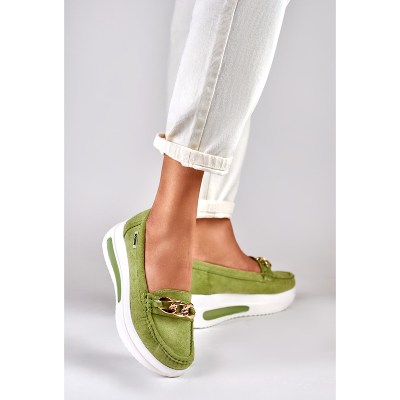 Mocassins pour femmes vert clair sur la plate-forme 1