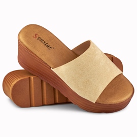 Sandales compensées beiges Versis 1