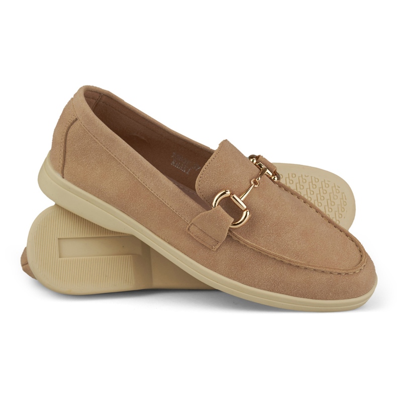 Mocassins femme confortables beige doux 2