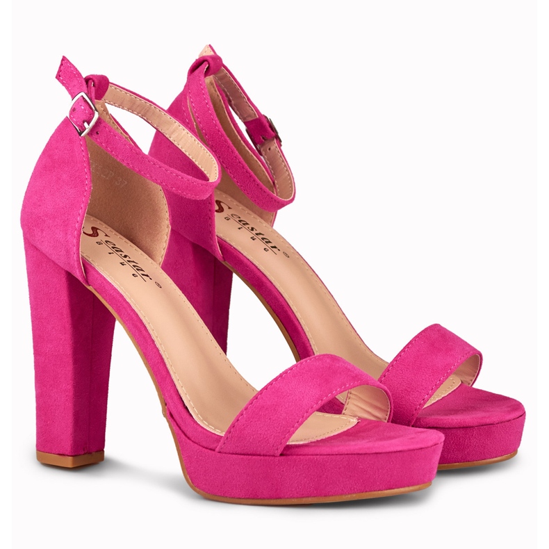 Sandales hautes fuchsia rose 2