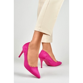 Talons hauts classiques en daim fuchsia rose 4