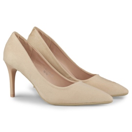 Talons hauts classiques en daim beige 5