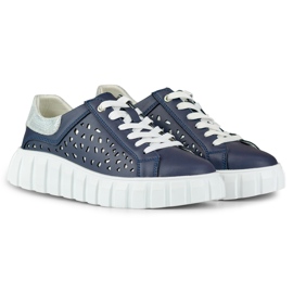 Chaussures de sport bleu marine pour femme en cuir véritable 1