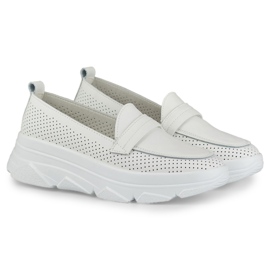 Chaussures blanches ajourées confortables en cuir naturel 4