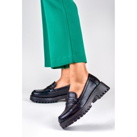 Mocassins noirs en éco-cuir pour femmes 2