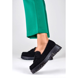 Mocassins classiques en daim noir pour femme le noir 3
