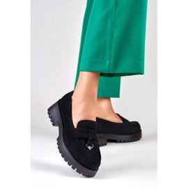 Mocassins classiques en daim noir pour femme le noir 4