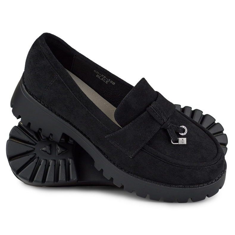 Mocassins classiques en daim noir pour femme le noir 1