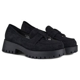 Mocassins classiques en daim noir pour femme le noir 5