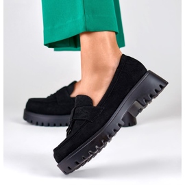 Mocassins classiques en daim noir pour femme le noir 6