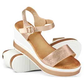 Sandales compensées confortables pour femmes d'or 2