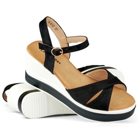 Sandales compensées noires confortables le noir 1