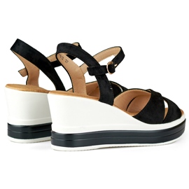 Sandales compensées noires confortables le noir 2
