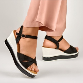 Sandales compensées noires confortables le noir 6