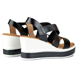 Sandales compensées confortables à brides noires le noir 1