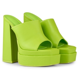 Claquettes vert citron à talons hauts d'Evelyn 4