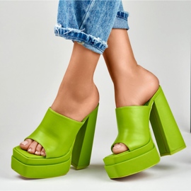 Claquettes vert citron à talons hauts d'Evelyn 6