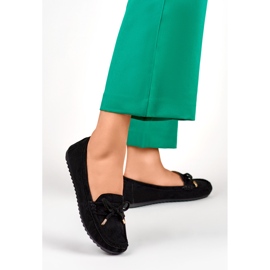 Mocassins confortables noirs à nœud le noir 4