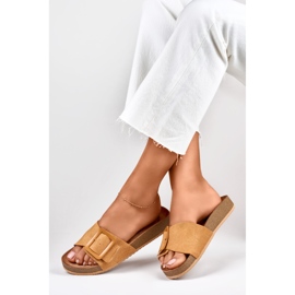 Sandales femme caramel à boucle brun 2