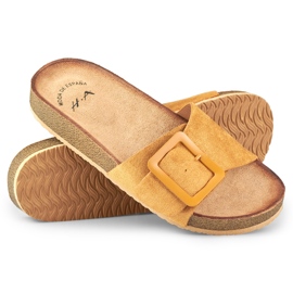 Sandales femme caramel à boucle brun 1