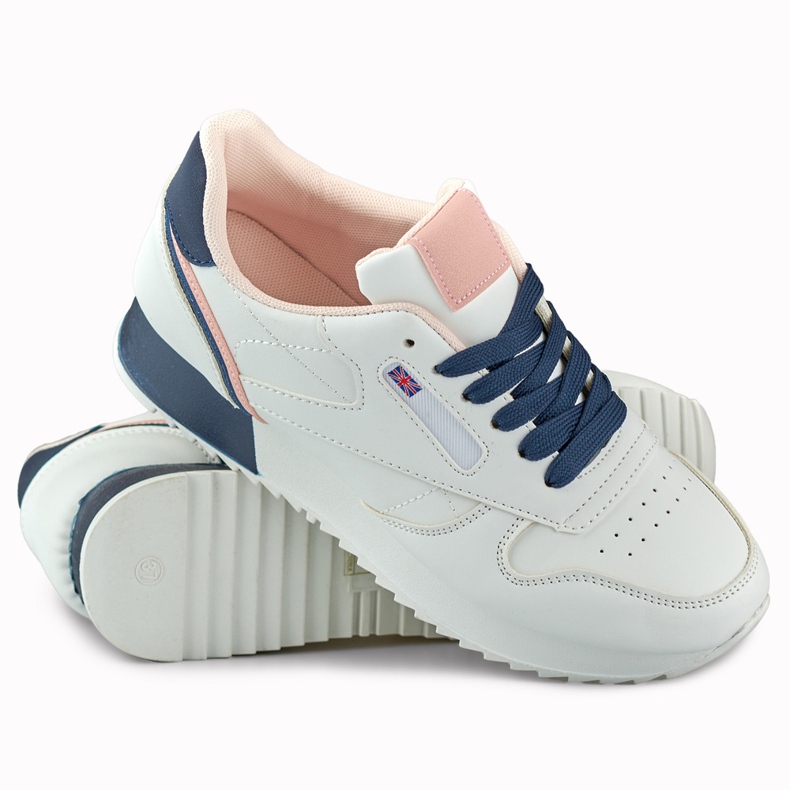 Baskets de sport classiques pour femmes blanches et bleues 1 Baskets de sport classiques pour femmes blanches et bleues 1