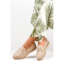 Chaussures ajourées pour femmes avec un brillant doré beige 4