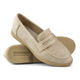 Chaussures ajourées pour femmes avec un brillant doré beige 1
