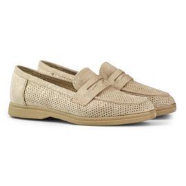 Chaussures ajourées pour femmes avec un brillant doré beige 5