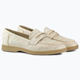Chaussures ajourées pour femmes avec un brillant argenté beige 4