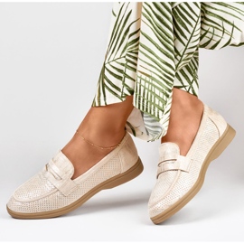 Chaussures ajourées pour femmes avec un brillant argenté beige 6