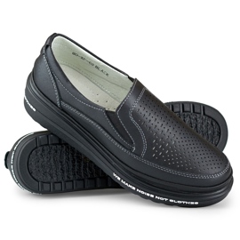 Chaussures femme ajourées en cuir naturel noir 1