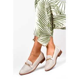 Chaussures femme ajourées en cuir naturel beige 1