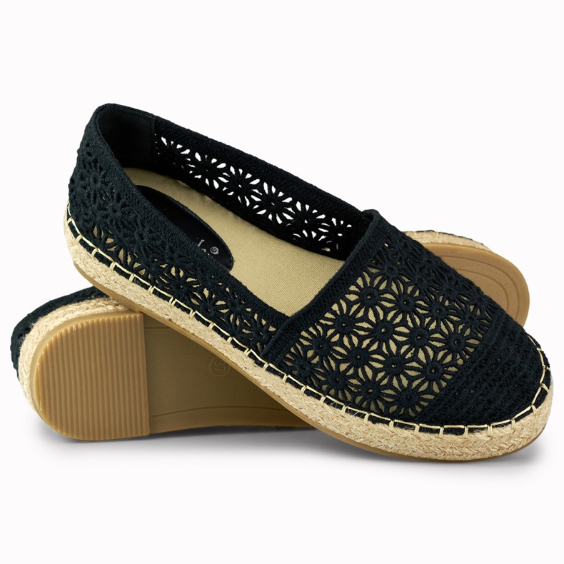 Espadrilles noires en dentelle pour femme le noir 1