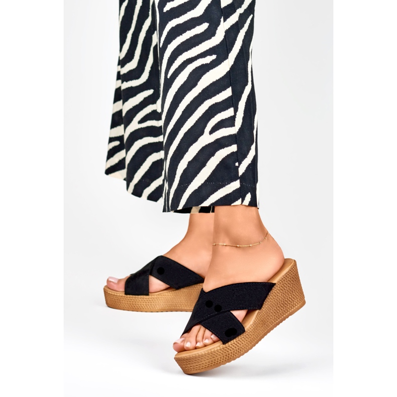 Chaussons compensés noirs femme le noir 2 Chaussons compensés noirs femme le noir 2