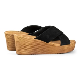 Chaussons compensés noirs femme 1