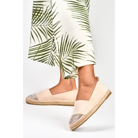Espadrilles femme beiges à bout pailleté 2
