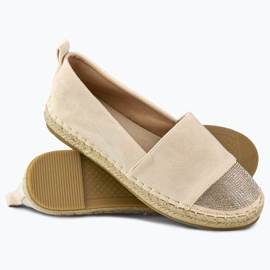 Espadrilles femme beiges à bout pailleté 1
