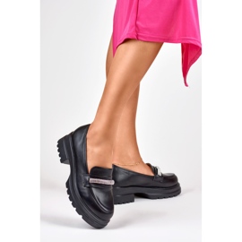 Mocassins femme en cuir écologique noir 2