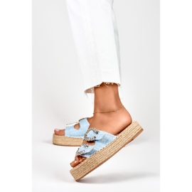 Espadrilles femme avec boucles décoratives bleu 2