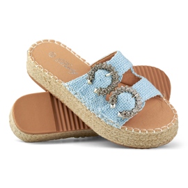Espadrilles femme avec boucles décoratives bleu 1