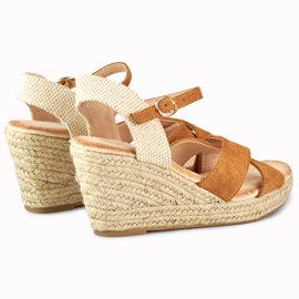 Sandales compensées espadrilles en daim femme brun 1