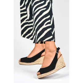 Espadrilles compensées en daim noir pour femme le noir 2