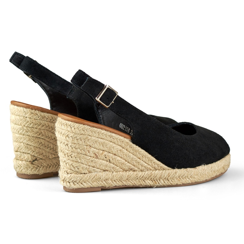 Espadrilles compensées en daim noir pour femme le noir 1