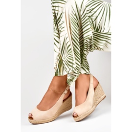 Espadrilles compensées en daim beige femme 1