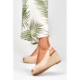Espadrilles compensées en daim beige femme 3