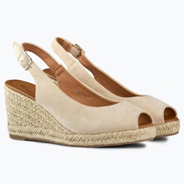 Espadrilles compensées en daim beige femme 2