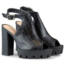 Sandales noires pour dames à talon haut 1