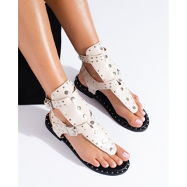 Tongs spartiates beiges à jets Shelovet 1 Tongs spartiates beiges à jets Shelovet 1